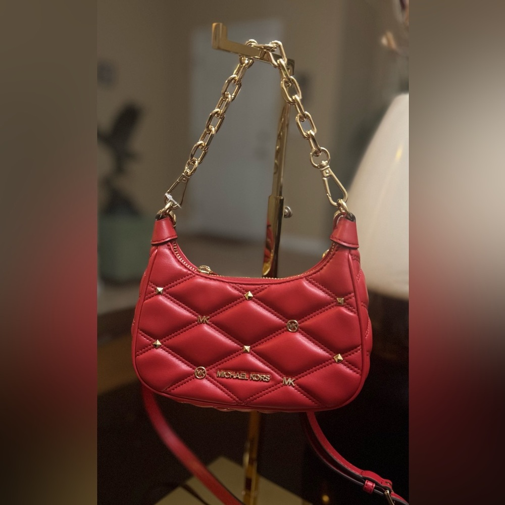 Michael Kors Red Quilted Shoulder Bag